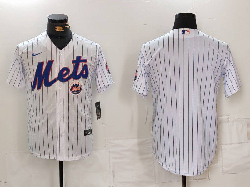 Men New York Mets Blank White Stripe Game 2024 Nike MLB Jersey style 1->new york mets->MLB Jersey